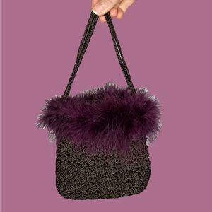 🍇Vintage Glam Feather Beaded Purse🍇